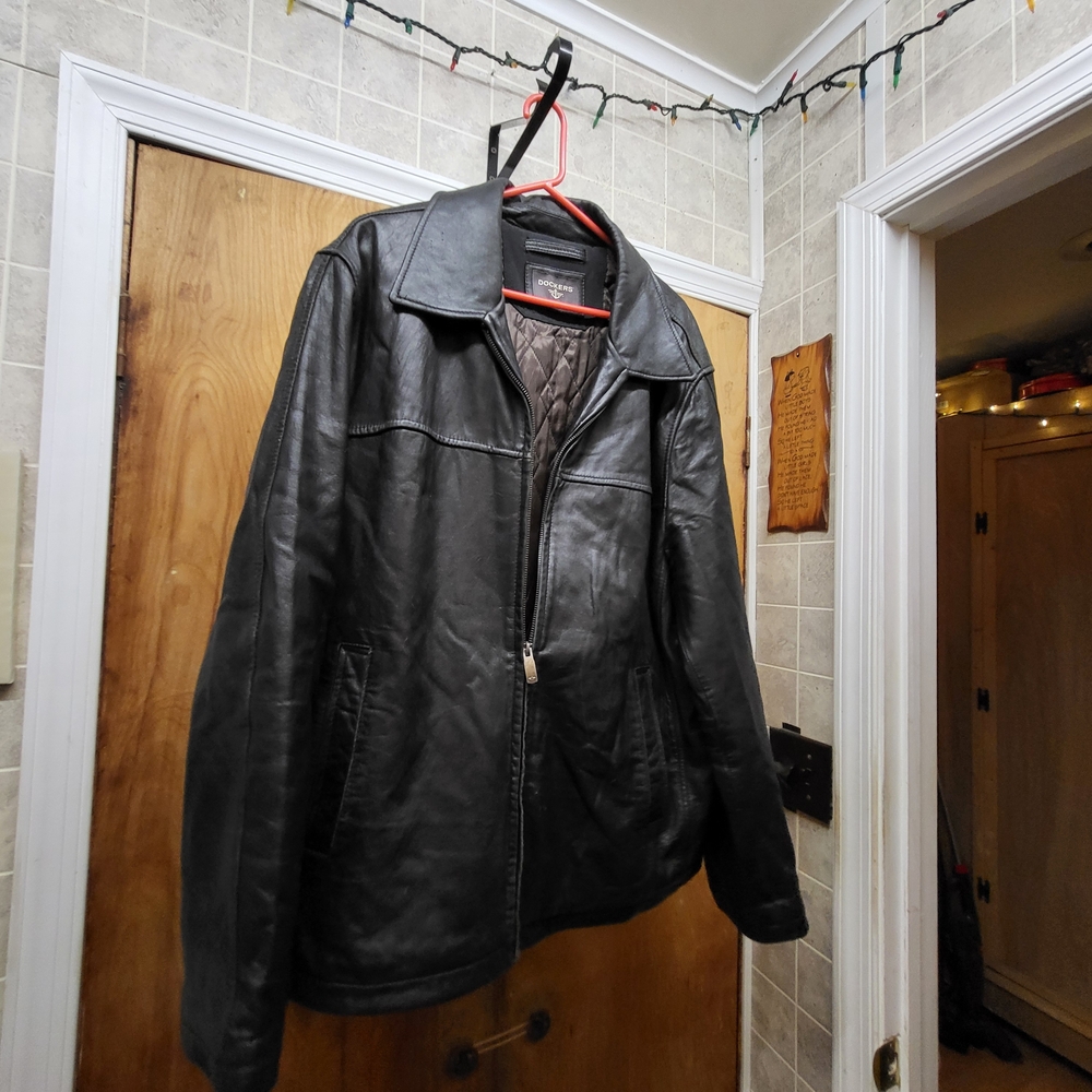 Dockers Men's Black Leather Jacket